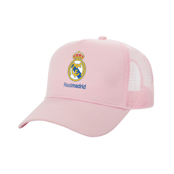 Real Madrid CF, Καπέλο Παιδικό Structured Trucker, με Δίχτυ, ΡΟΖ (100% ΒΑΜΒΑΚΕΡΟ, ΠΑΙΔΙΚΟ, UNISEX, ONE SIZE)