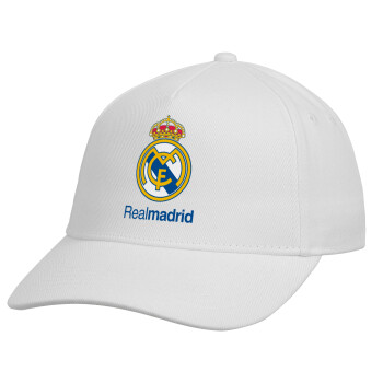 Real Madrid CF, Καπέλο παιδικό Baseball, 100% Βαμβακερό, Λευκό