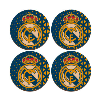 Real Madrid CF, ΣΕΤ x4 Σουβέρ ξύλινα στρογγυλά plywood (9cm)