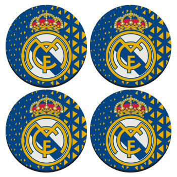 Real Madrid CF, ΣΕΤ 4 Σουβέρ ξύλινα στρογγυλά (9cm)