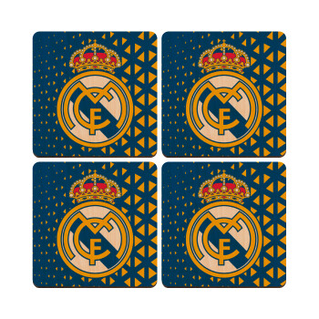 Real Madrid CF, ΣΕΤ x4 Σουβέρ ξύλινα τετράγωνα plywood (9cm)