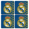 Real Madrid CF, ΣΕΤ 4 Σουβέρ ξύλινα τετράγωνα (9cm)