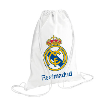 Real Madrid CF, Τσάντα πλάτης πουγκί GYMBAG λευκή (28x40cm)