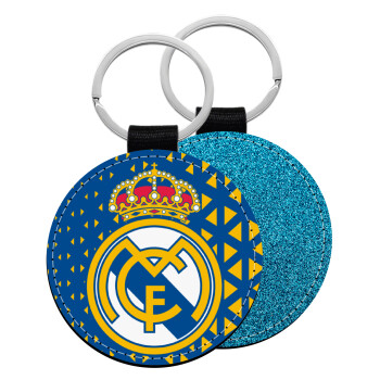 Real Madrid CF, Μπρελόκ Δερματίνη, στρογγυλό ΜΠΛΕ (5cm)