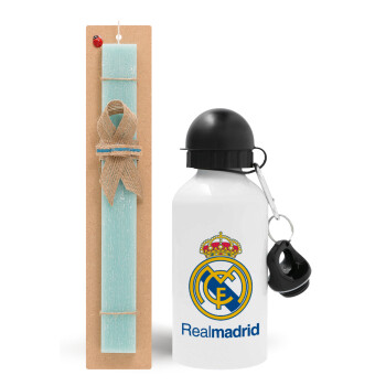 Real Madrid CF, Πασχαλινό Σετ, παγούρι μεταλλικό αλουμινίου (500ml) & λαμπάδα αρωματική πλακέ (30cm) (ΤΙΡΚΟΥΑΖ)
