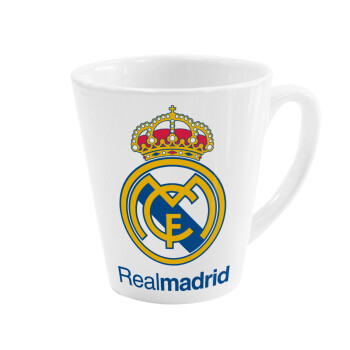 Real Madrid CF, Κούπα κωνική Latte Λευκή, κεραμική, 300ml
