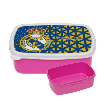 Real Madrid CF, ΡΟΖ παιδικό δοχείο φαγητού (lunchbox) πλαστικό (BPA-FREE) Lunch Βox M18 x Π13 x Υ6cm