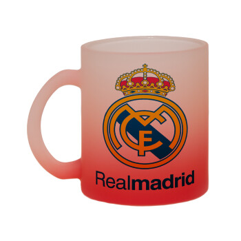 Real Madrid CF, Κούπα γυάλινη δίχρωμη με βάση το κόκκινο ματ, 330ml