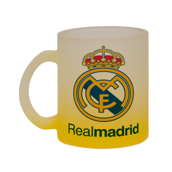 Real Madrid CF, Κούπα γυάλινη δίχρωμη με βάση το κίτρινο ματ, 330ml