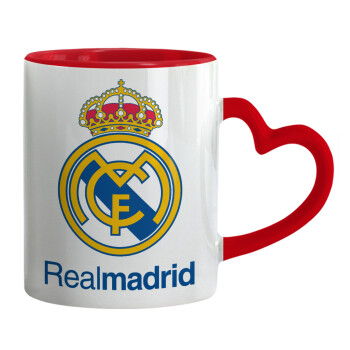 Real Madrid CF, Κούπα καρδιά χερούλι κόκκινη, κεραμική, 330ml