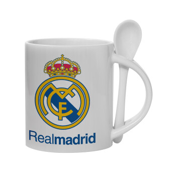 Real Madrid CF, Ceramic coffee mug with Spoon, 330ml (1pcs)