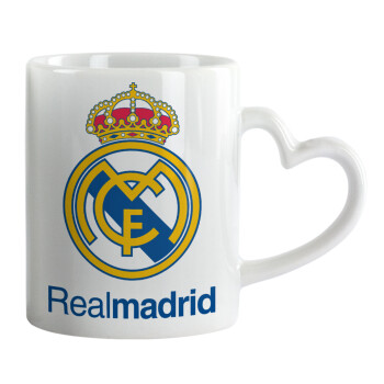 Real Madrid CF, Κούπα καρδιά χερούλι λευκή, κεραμική, 330ml