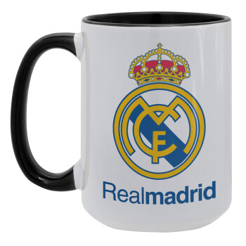 Real Madrid CF, Κούπα Mega 15oz, κεραμική Μαύρη, 450ml