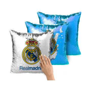 Real Madrid CF, Μαξιλάρι καναπέ Μαγικό Μπλε με πούλιες 40x40cm περιέχεται το γέμισμα