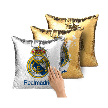 Real Madrid CF, Μαξιλάρι καναπέ Μαγικό Χρυσό με πούλιες 40x40cm περιέχεται το γέμισμα