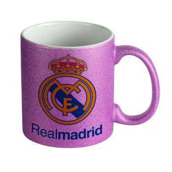Real Madrid CF, Κούπα Μωβ Glitter που γυαλίζει, κεραμική, 330ml