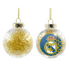 Transparent Christmas tree ball ornament with gold filling 8cm