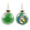 Transparent Christmas tree ball ornament with green filling 8cm