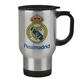Real Madrid CF, Κούπα ταξιδιού ανοξείδωτη με καπάκι, διπλού τοιχώματος (θερμό) 450ml