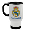 Real Madrid CF, Κούπα ταξιδιού ανοξείδωτη με καπάκι, διπλού τοιχώματος (θερμό) λευκή 450ml