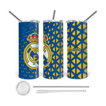 Real Madrid CF, Tumbler stainless steel 600ml, with metal straw & cleaning brush