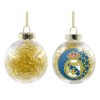 Real Madrid CF, Χριστουγεννιάτικη μπάλα δένδρου διάφανη με χρυσό γέμισμα 8cm