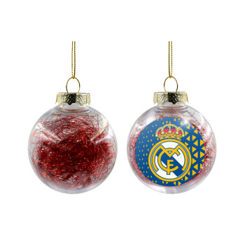 Real Madrid CF, Χριστουγεννιάτικη μπάλα δένδρου διάφανη με κόκκινο γέμισμα 8cm
