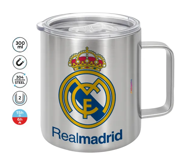 Real Madrid CF — Κούπα Ανοξείδωτη διπλού τοιχώματος 300ml με καπάκι διατήρησης θερμοκρασίας