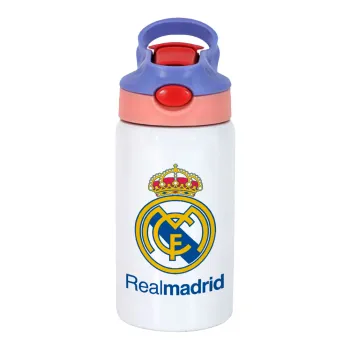 Real Madrid CF, Παιδικό παγούρι θερμό, ανοξείδωτο, με καλαμάκι ασφαλείας, ροζ/μωβ (350ml)