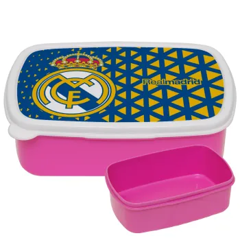 Real Madrid CF, ΡΟΖ παιδικό δοχείο φαγητού (lunchbox) πλαστικό (BPA-FREE) Lunch Βox M18 x Π13 x Υ6cm