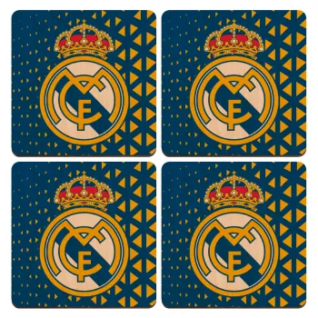 Real Madrid CF, ΣΕΤ x4 Σουβέρ ξύλινα τετράγωνα plywood (9cm)