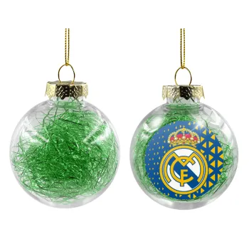 Real Madrid CF, Transparent Christmas tree ball ornament with green filling 8cm