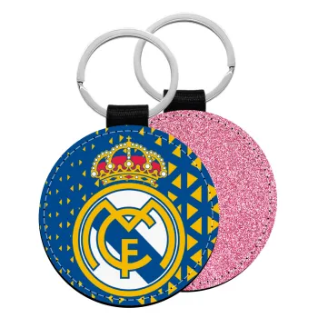 Real Madrid CF, Μπρελόκ Δερματίνη, στρογγυλό ΡΟΖ (5cm)