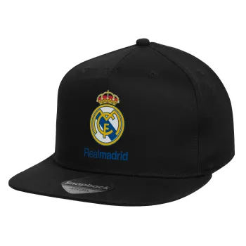 Real Madrid CF, Καπέλο παιδικό Flat Snapback, Μαύρο (100% ΒΑΜΒΑΚΕΡΟ, ΠΑΙΔΙΚΟ, UNISEX, ONE SIZE)
