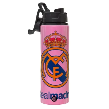 Real Madrid CF, Metallic water bottle with safety lid, 850ml aluminum