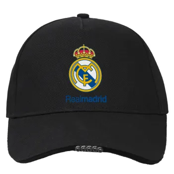 Real Madrid CF, Καπέλο Εργασίας & Δραστηριοτήτων με LED Φως - Ιδανικό για Νύχτα & Χαμηλό Φωτισμό (100% ΒΑΜΒΑΚΕΡΟ, ΕΝΗΛΙΚΩΝ, UNISEX)