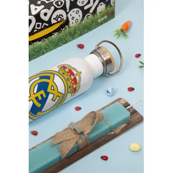 Real Madrid CF, Πασχαλινή Λαμπάδα με παγούρι μεταλλικό (620ml, stainless steel) & κερί αρωματικό πλακέ (30cm) (ΤΙΡΚΟΥΑΖ)