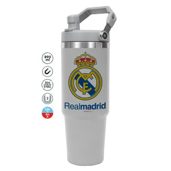 Real Madrid CF, ΓΚΡΙ χρώματος Θερμός Ανοξείδωτο 890ml (30oz) με χερούλι