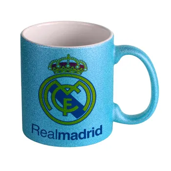 Real Madrid CF, Κούπα Σιέλ Glitter που γυαλίζει, κεραμική, 330ml