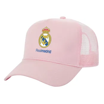 Real Madrid CF, Καπέλο Παιδικό Structured Trucker, με Δίχτυ, ΡΟΖ (100% ΒΑΜΒΑΚΕΡΟ, ΠΑΙΔΙΚΟ, UNISEX, ONE SIZE)