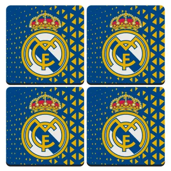 Real Madrid CF, ΣΕΤ 4 Σουβέρ ξύλινα τετράγωνα (9cm)