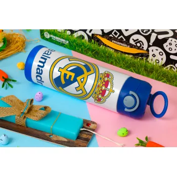 Real Madrid CF, Easter candle, Childrens hot water bottle, stainless steel, with safety straw, BLUE (500ml)