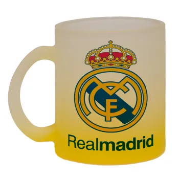 Real Madrid CF, Κούπα γυάλινη δίχρωμη με βάση το κίτρινο ματ, 330ml