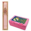 Easter Set, children's snack container PINK & scented flat Easter candle (30cm) (PINK)