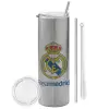 Tumbler stainless steel Silver 600ml, with metal straw & cleaning brush