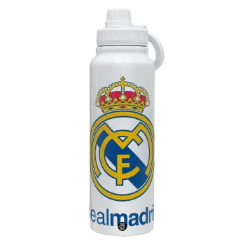 Real Madrid CF, Θερμός 1L Ανοξείδωτο με Βάση Κινητού & Διπλά Τοιχώματα