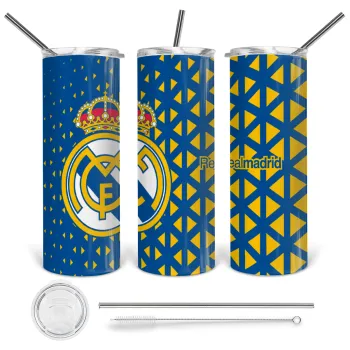 Real Madrid CF, Tumbler stainless steel 600ml, with metal straw & cleaning brush