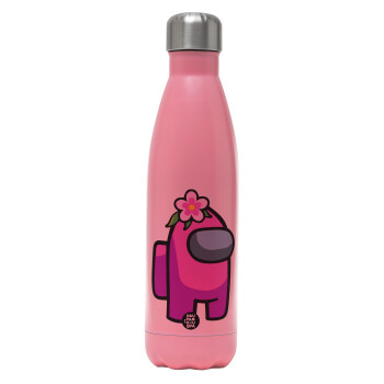 Among US girl, Metal mug thermos Pink Mat (Stainless steel), double wall, 500ml