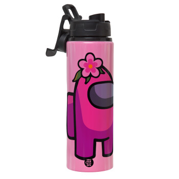 Among US girl, Metallic water bottle with safety lid, 850ml aluminum