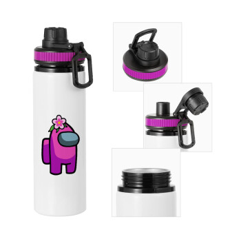 Among US girl, Metallic water bottle with safety lid, 850ml aluminum